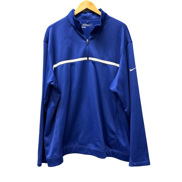 Nike Golf Jacket Mens XXL 2XL Blue 1/4 Zip Pullover Tour Performance Therma-Fit - Picture 1 of 7